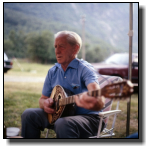 Lars Vinje, the owner of the Geiranger camp ground, plays up